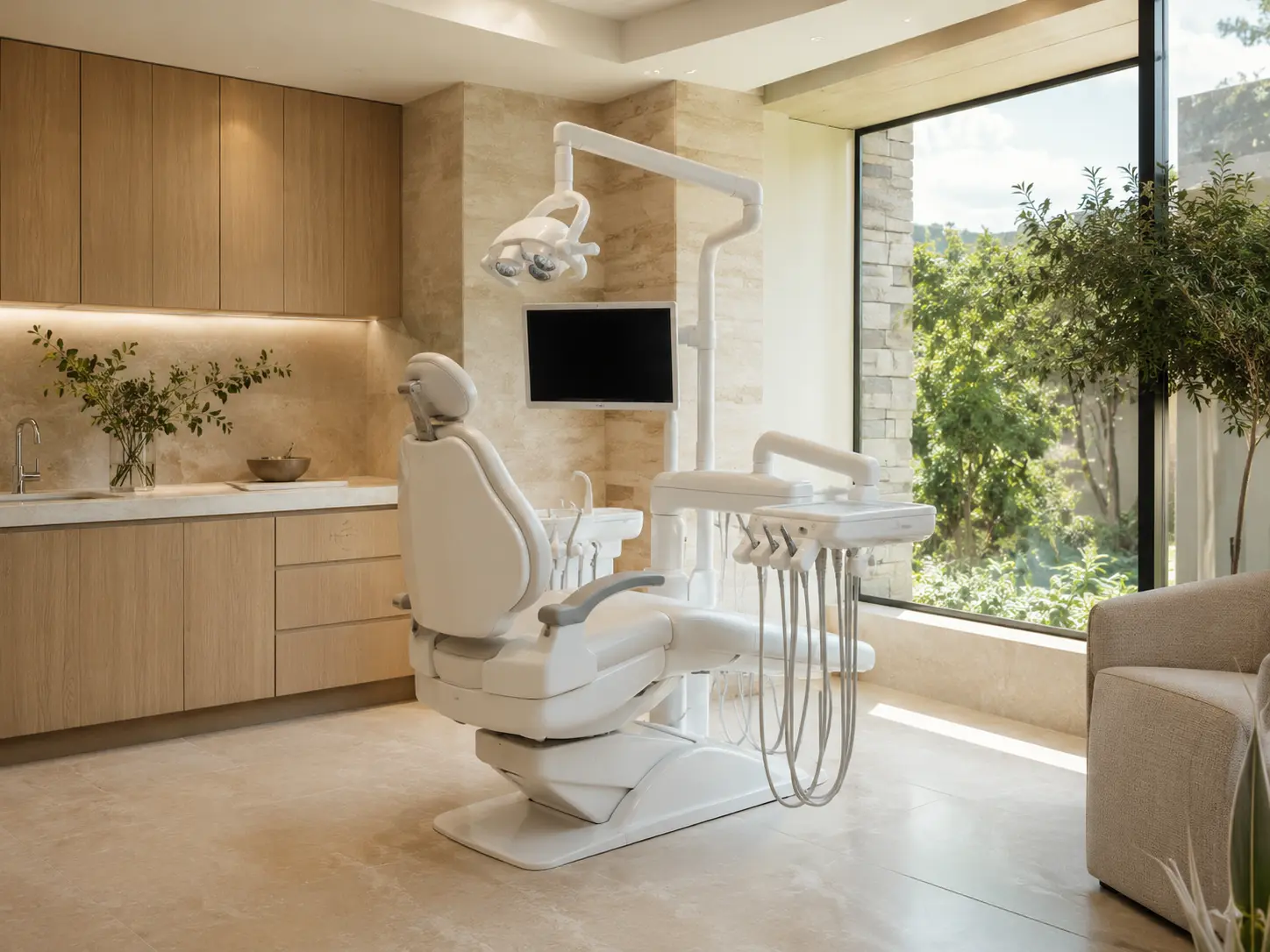 Interior moderno y luminoso de la clínica dental